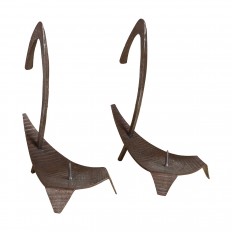 Pair of patinated iron candlesticks